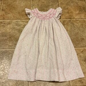 Petit Ami Baby Girls Pink Floral Smocked Bishop Dress Rosebud Corduroy 24 Months